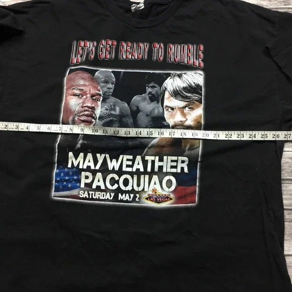 Floyd Mayweather VS. Manny Pacquiao Boxing Heavy Fight May 2 Black Shirt Men 3XL - Picture 7 of 7